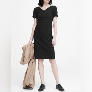 Banana Republic Black Lightweight Wool Midi Dress Size 12P